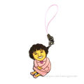 Mobile phone charm, made of iron, soft enamel, black nickel plating, ideal for promotional purposes